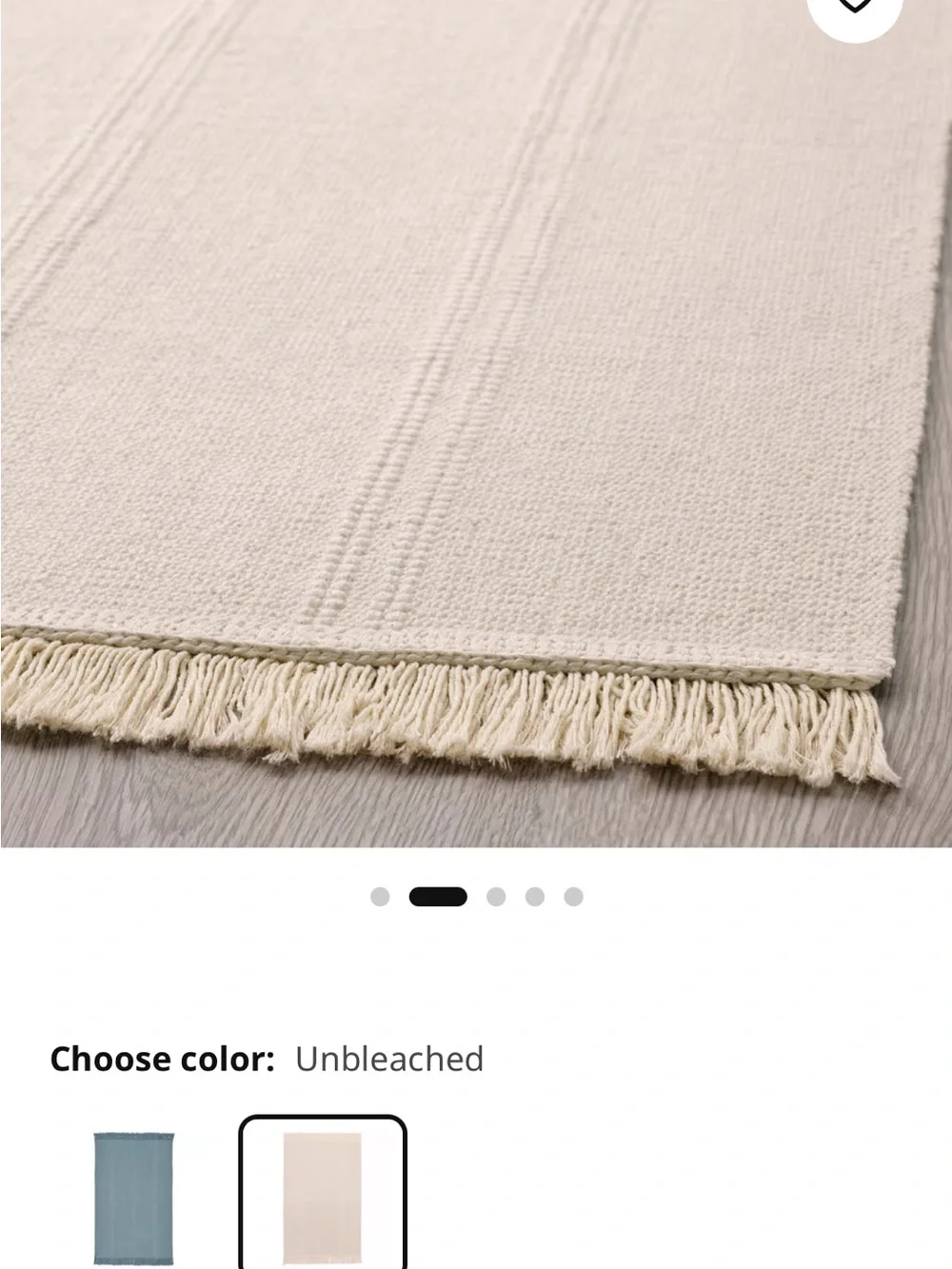 IKEA Cream Cotton Bath Mats with Fringe - Set of 2